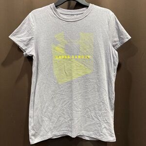 Under Armour The Perfect Tee Light Gray Twith Vibrant Yellow Graphic Size M